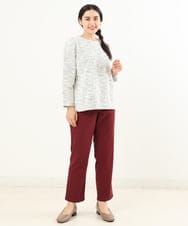 OLKAS11070 eur3(エウルキューブ) 【大きいサイズ/a.v.v×eur3】カットツイードギャザースリーブトップス ブラック(94)