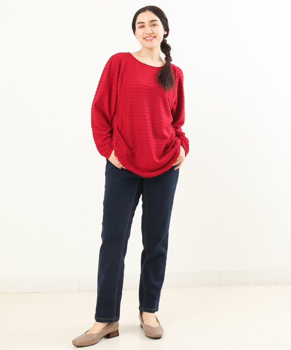 OLKAS17070 eur3(エウルキューブ) 【大きいサイズ】ジャガードカットソー レッド(05)