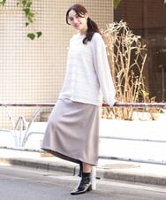 OLKAV21079 eur3(エウルキューブ) 【大きいサイズ】ケーブルジャカードカットソー アイボリー(80)