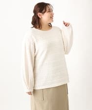 OLKAV21079 eur3(エウルキューブ) 【大きいサイズ】ケーブルジャカードカットソー アイボリー(80)