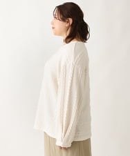 OLKAV21079 eur3(エウルキューブ) 【大きいサイズ】ケーブルジャカードカットソー アイボリー(80)