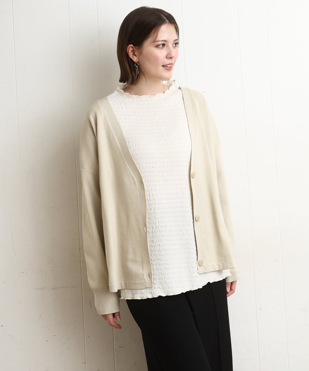 OLKBD31059 eur3(エウルキューブ) 【大きいサイズ】シャーリングメロートップス アイボリー(80)