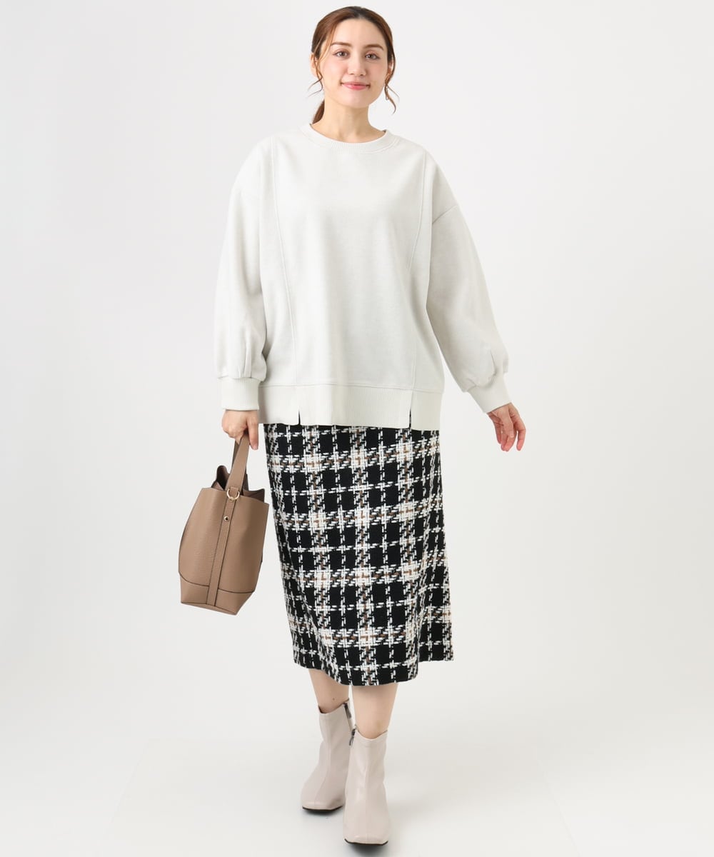 OLKBD34099 eur3(エウルキューブ) 【大きいサイズ】起毛スウェットライクトップス アイボリー(80)