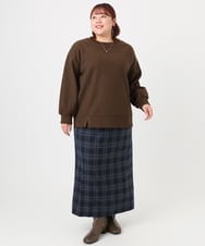 OLKBD34099 eur3(エウルキューブ) 【大きいサイズ】起毛スウェットライクトップス ダークブラウン(87)
