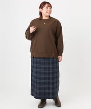 OLKBD34099 eur3(エウルキューブ) 【大きいサイズ】起毛スウェットライクトップス ダークブラウン(87)