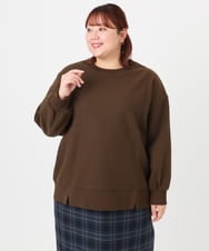 OLKBD34099 eur3(エウルキューブ) 【大きいサイズ】起毛スウェットライクトップス ダークブラウン(87)