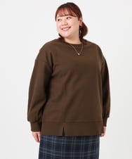 OLKBD34099 eur3(エウルキューブ) 【大きいサイズ】起毛スウェットライクトップス ダークブラウン(87)
