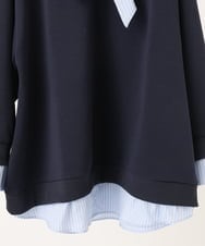 OLKBD37099 eur3(エウルキューブ) 【大きいサイズ】レイヤード風ボウタイトップス ネイビー(57)