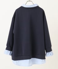 OLKBD37099 eur3(エウルキューブ) 【大きいサイズ】レイヤード風ボウタイトップス ネイビー(57)