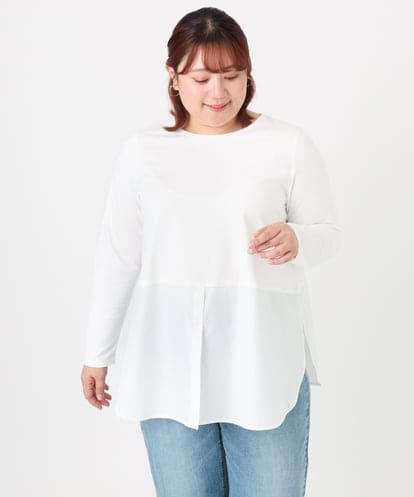 OLKBD90079 eur3 【大きいサイズ】シャツヘムドッキングプルオーバー