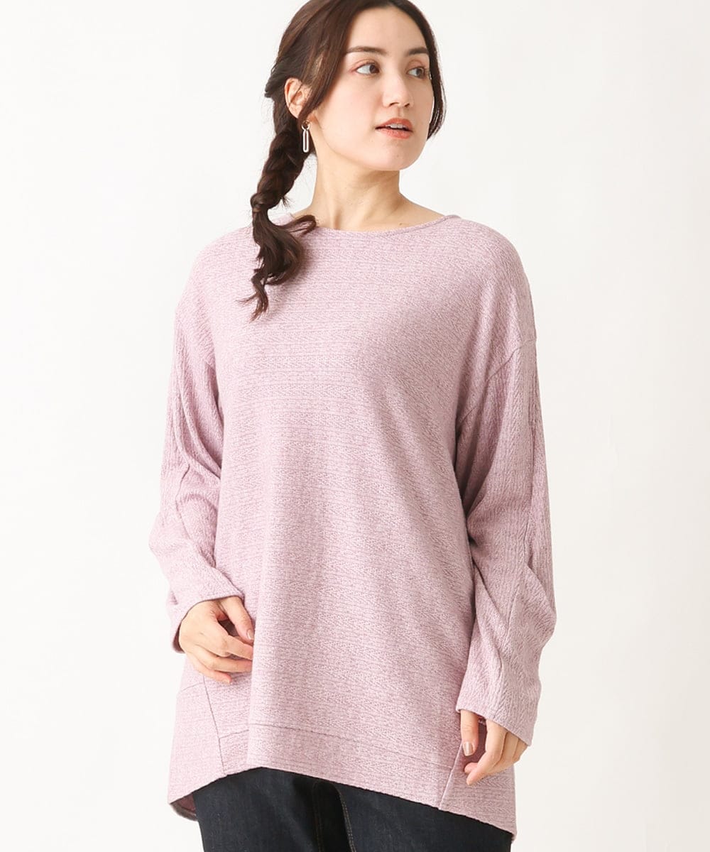 OLKBV34079 eur3(エウルキューブ) 【大きいサイズ】袖タックニットソー ピンク(03)