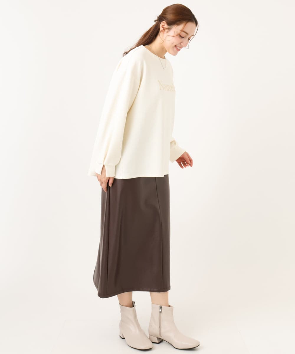 OLKCD08064 eur3(エウルキューブ) 【大きいサイズ】ロゴスウェットライクプルオーバー アイボリー(80)
