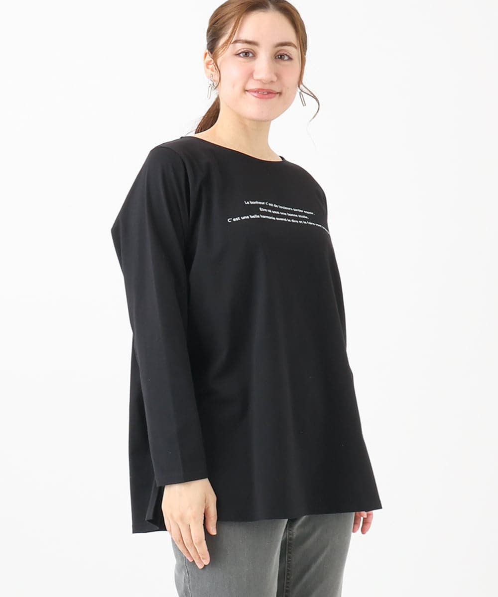 OLKDA04059 eur3(エウルキューブ) 【大きいサイズ】コットンロゴTシャツ ブラック(94)
