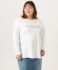 OLKDD03069 eur3(エウルキューブ) 【大きいサイズ】コットン長袖Tシャツ アイボリー(ロゴ）