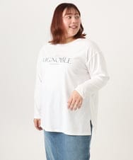 OLKDD03069 eur3(エウルキューブ) 【大きいサイズ】コットン長袖Tシャツ アイボリー(ロゴ）