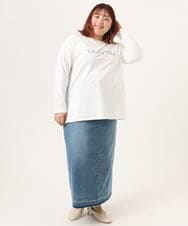 OLKDD03069 eur3(エウルキューブ) 【大きいサイズ】コットン長袖Tシャツ アイボリー(ロゴ）
