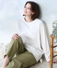 OLKDD03069 eur3(エウルキューブ) 【大きいサイズ】コットン長袖Tシャツ ホワイト(ネコ）
