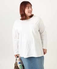OLKDD03069 eur3(エウルキューブ) 【大きいサイズ】コットン長袖Tシャツ ホワイト(ネコ）
