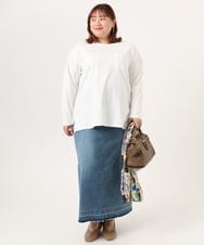 OLKDD03069 eur3(エウルキューブ) 【大きいサイズ】コットン長袖Tシャツ ホワイト(ネコ）