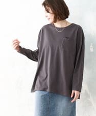 OLKDD03069 eur3(エウルキューブ) 【大きいサイズ】コットン長袖Tシャツ ダークグレー(ネコ）