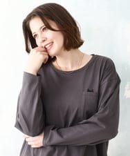 OLKDD03069 eur3(エウルキューブ) 【大きいサイズ】コットン長袖Tシャツ ダークグレー(ネコ）