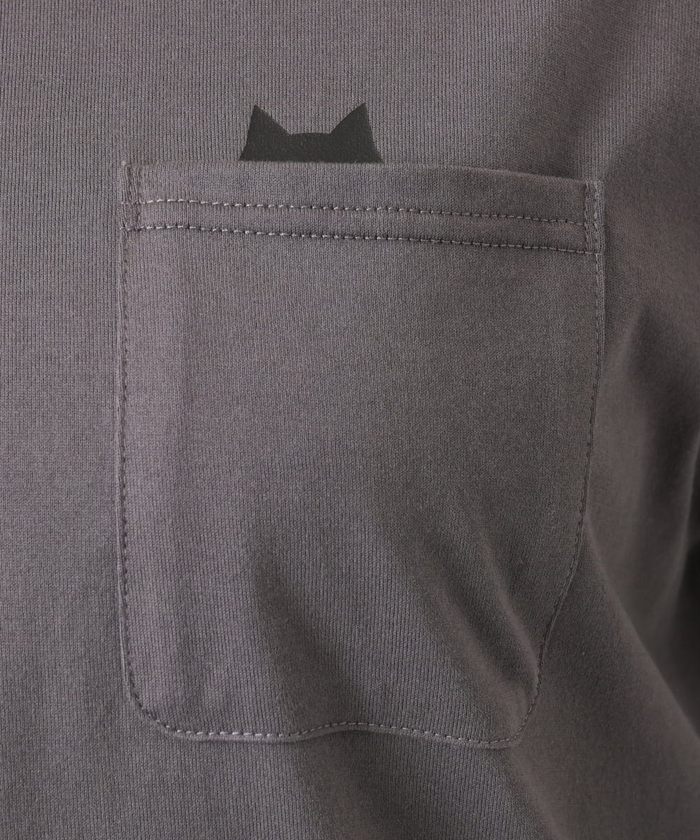OLKDD03069 eur3(エウルキューブ) 【大きいサイズ】コットン長袖Tシャツ ダークグレー(ネコ）