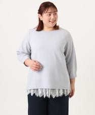 OLKDD16069 eur3(エウルキューブ) 【大きいサイズ】バックスリットプルオーバー ライトブルー