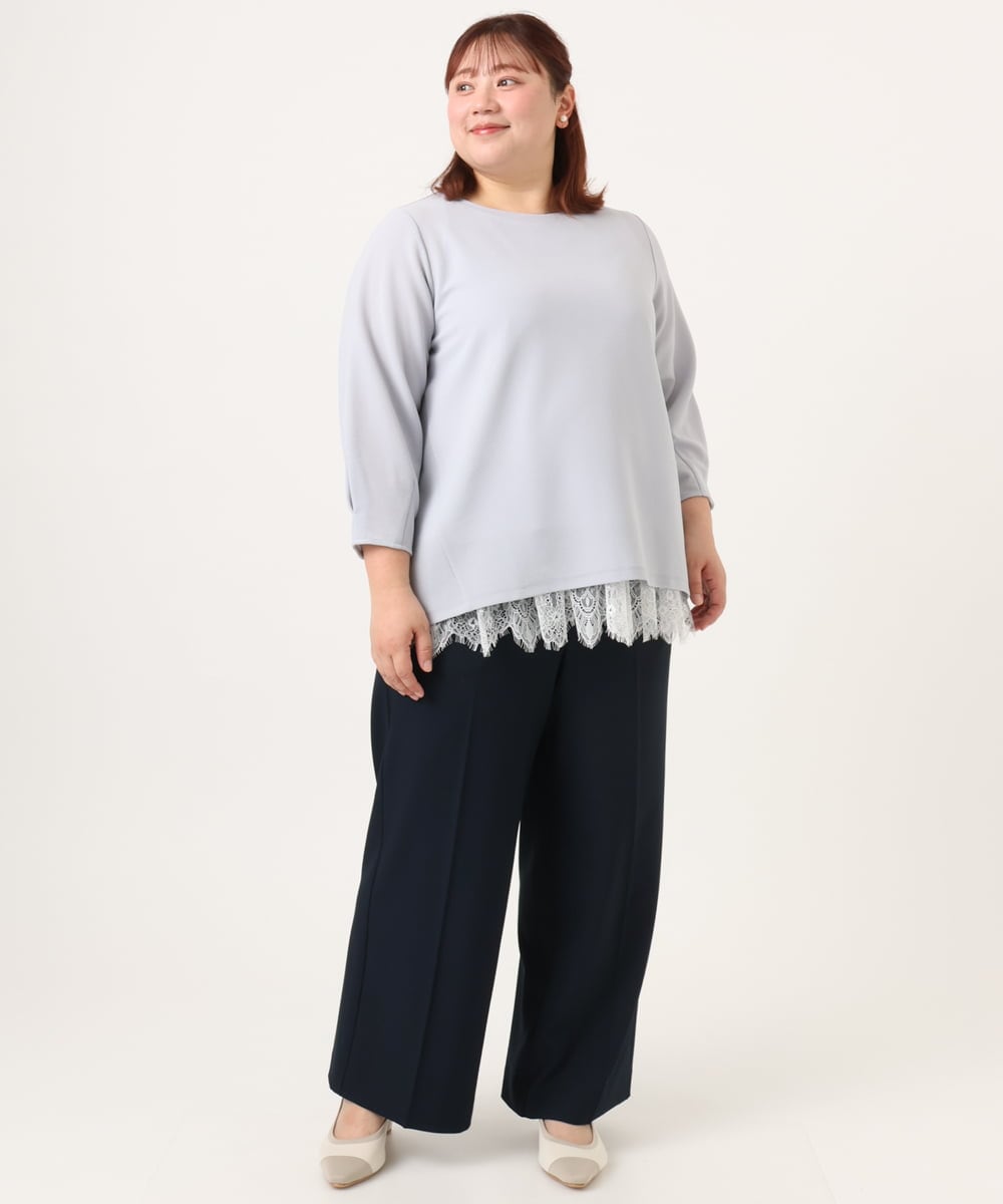 OLKDD16069 eur3(エウルキューブ) 【大きいサイズ】バックスリットプルオーバー ライトブルー