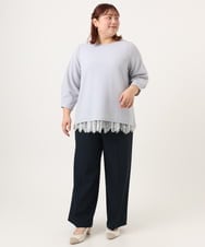 OLKDD16069 eur3(エウルキューブ) 【大きいサイズ】バックスリットプルオーバー ライトブルー