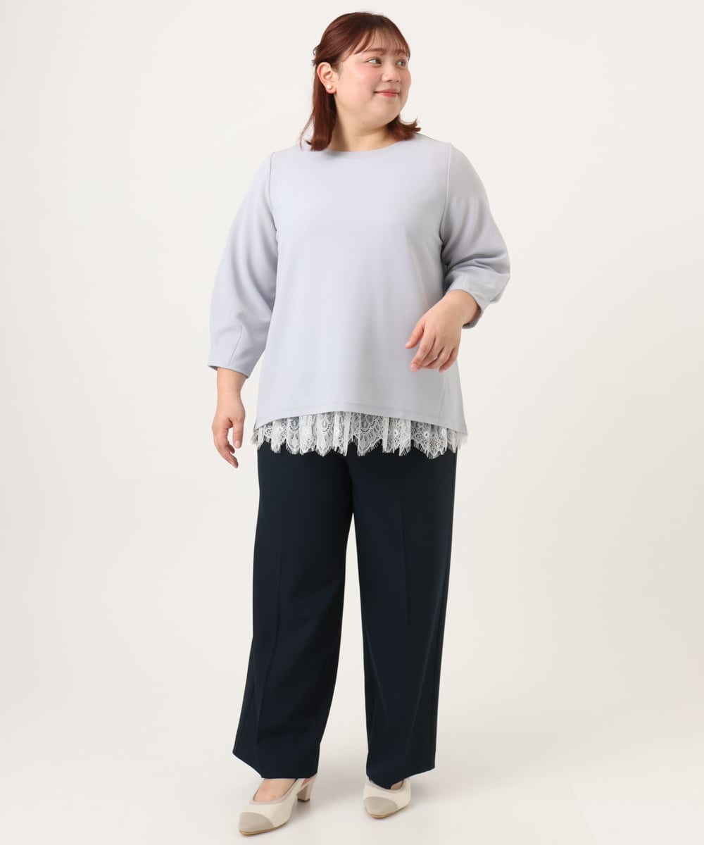 OLKDD16069 eur3(エウルキューブ) 【大きいサイズ】バックスリットプルオーバー ライトブルー