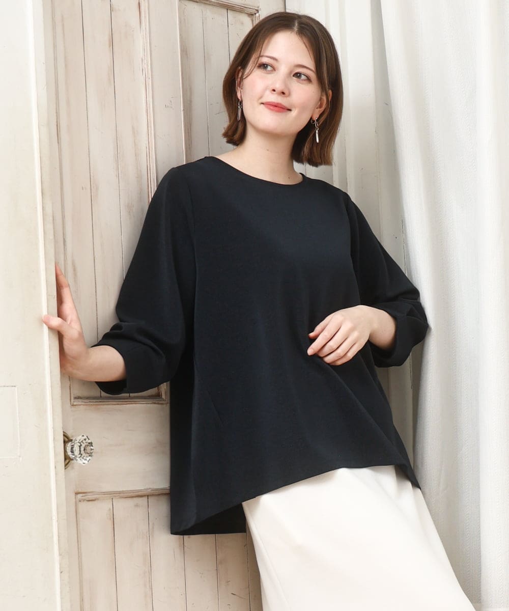 OLKDD16069 eur3(エウルキューブ) 【大きいサイズ】バックスリットプルオーバー ネイビー