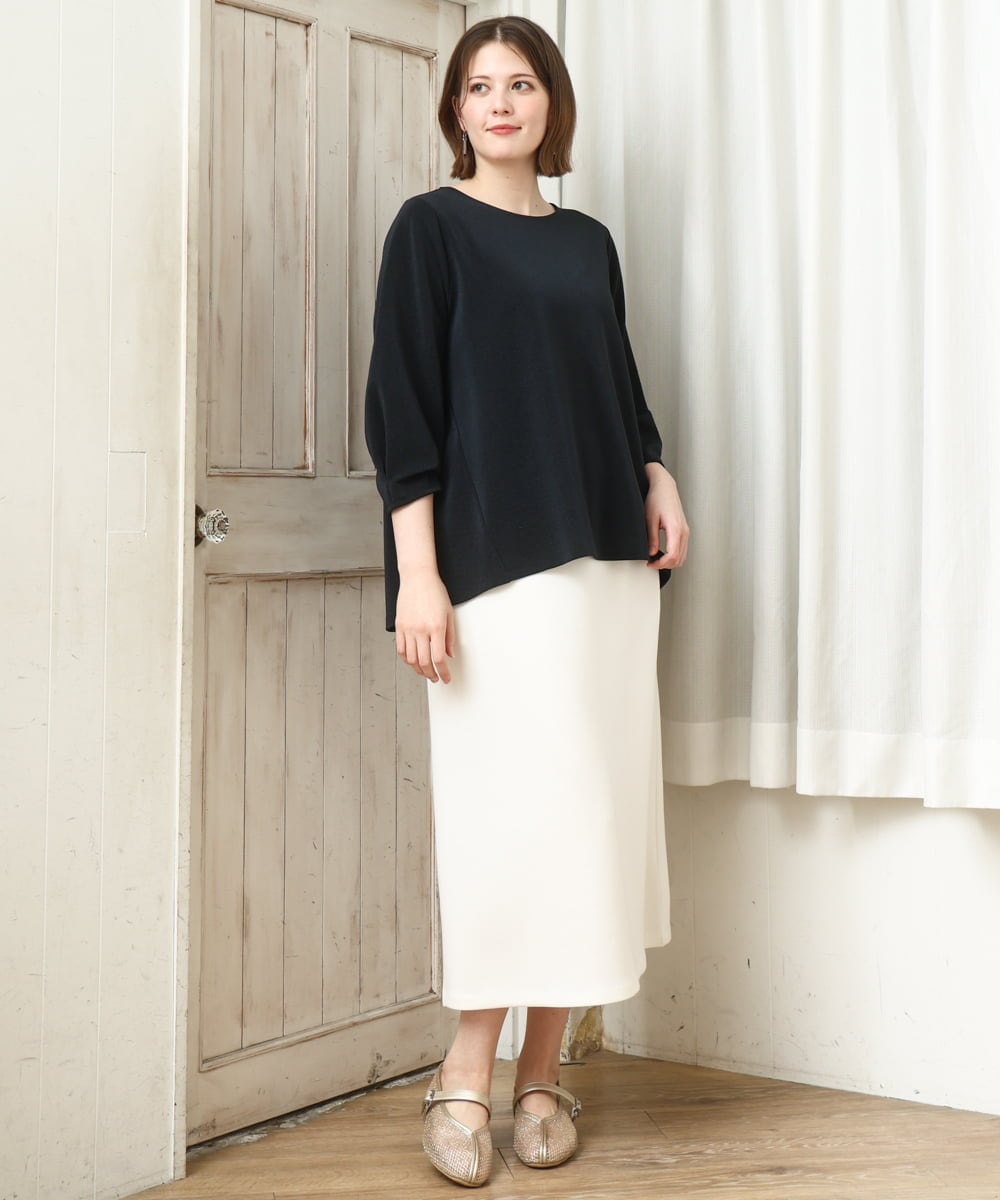 OLKDD16069 eur3(エウルキューブ) 【大きいサイズ】バックスリットプルオーバー ネイビー