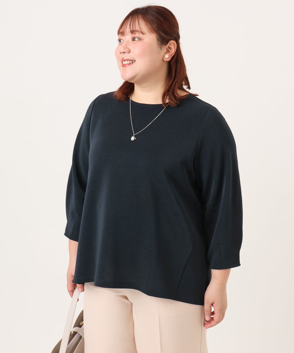 OLKDD16069 eur3(エウルキューブ) 【大きいサイズ】バックスリットプルオーバー ネイビー