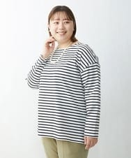 OLKDS35060 eur3(エウルキューブ) 【大きいサイズ】ボーダーカットソー ブラック(94)
