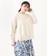 OLKDV03079 eur3(エウルキューブ) 【大きいサイズ】袖ギャザー裏毛トップス ベージュ(82)