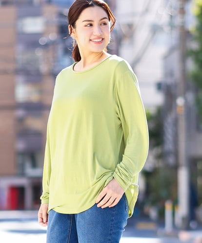 OLKDV04054  【大きいサイズ】クルーネックシアーカットソー