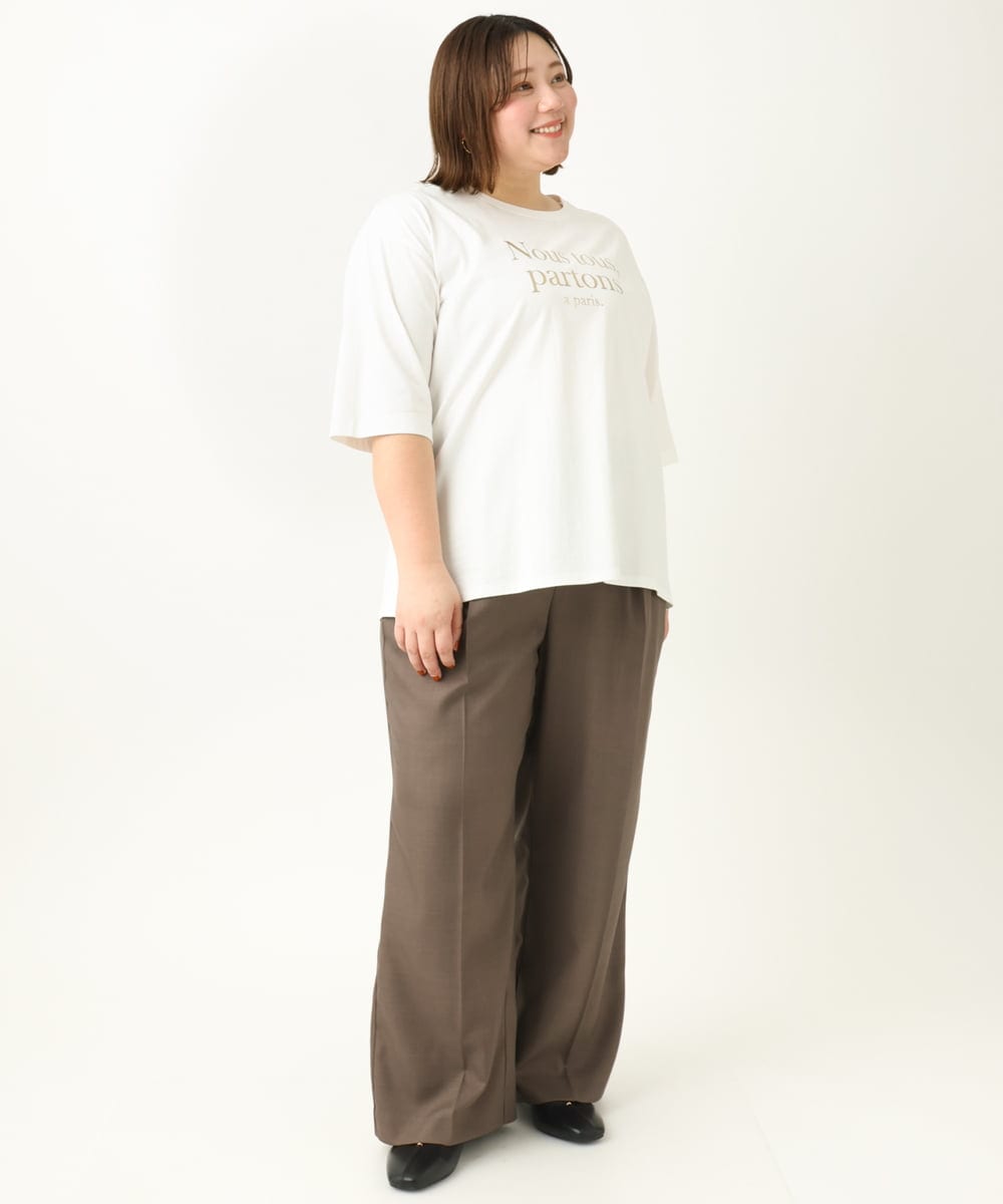 OLKEA09049 eur3(エウルキューブ) 【大きいサイズ】ドロップショルダーロゴTシャツ ホワイト(90)