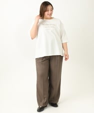 OLKEA09049 eur3(エウルキューブ) 【大きいサイズ】ドロップショルダーロゴTシャツ ホワイト(90)