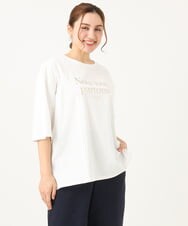 OLKEA09049 eur3(エウルキューブ) 【大きいサイズ】ドロップショルダーロゴTシャツ ホワイト(90)