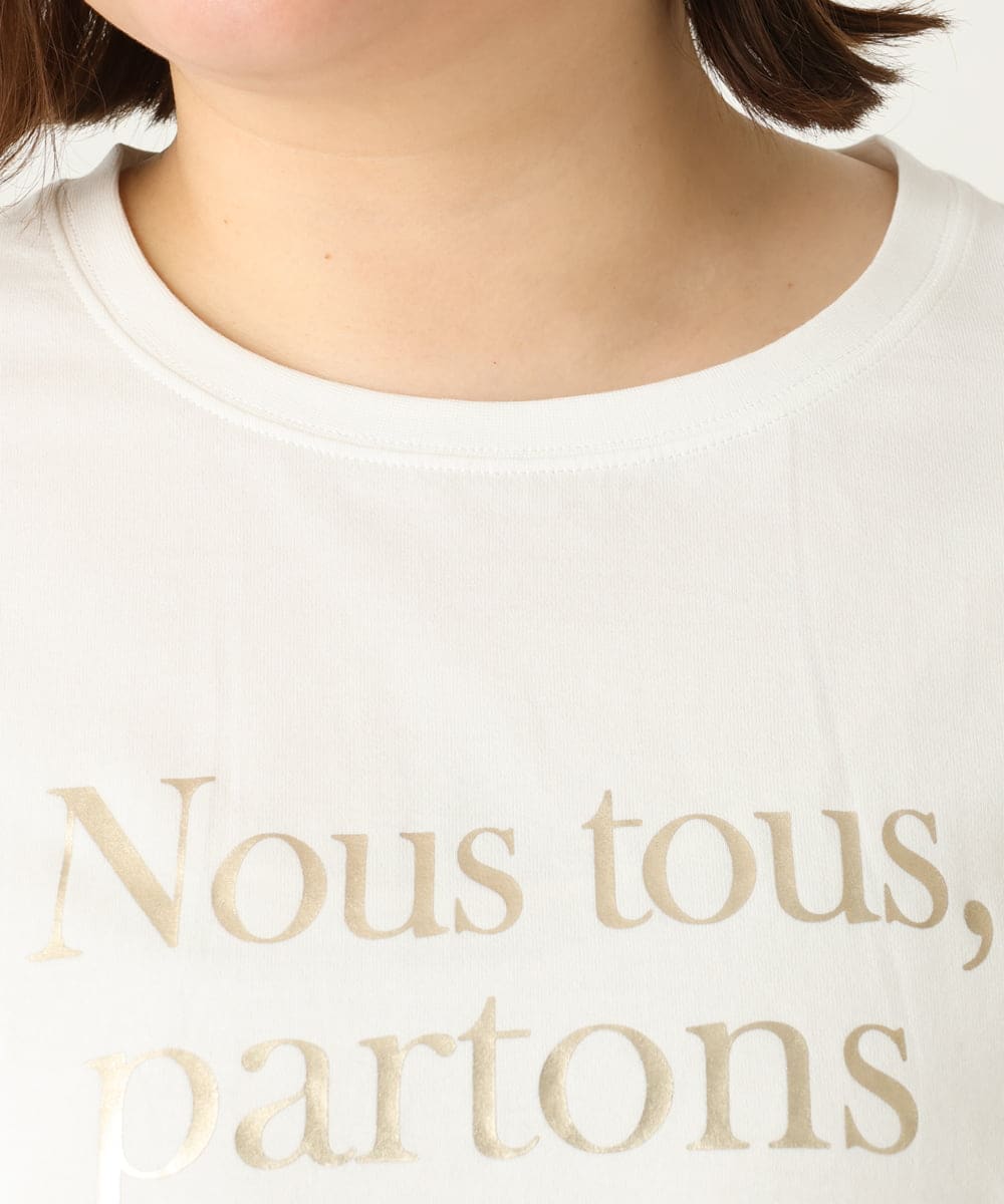 OLKEA09049 eur3(エウルキューブ) 【大きいサイズ】ドロップショルダーロゴTシャツ ホワイト(90)