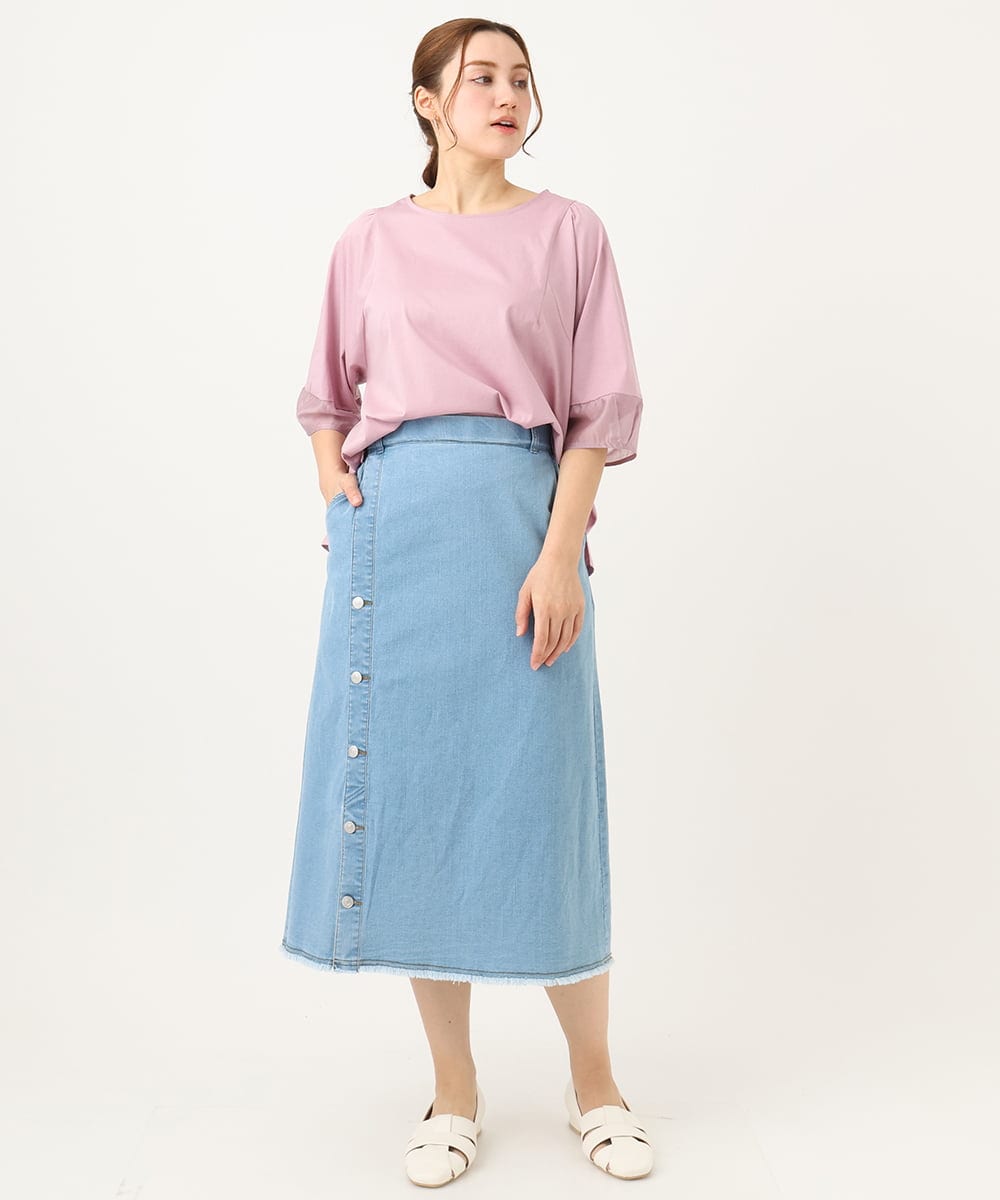OLKEA11079 eur3(エウルキューブ) 【大きいサイズ】シアーランタンスリーブカットソー ライトピンク(01)