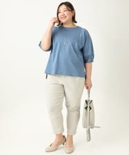 OLKEA11079 eur3(エウルキューブ) 【大きいサイズ】シアーランタンスリーブカットソー ブルー(55)