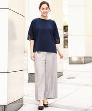 OLKEA11079 eur3(エウルキューブ) 【大きいサイズ】シアーランタンスリーブカットソー ネイビー(57)