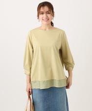 OLKED10079 eur3(エウルキューブ) 【大きいサイズ】裾シア―カットソー ライトイエロー