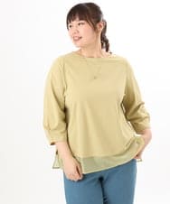 OLKED10079 eur3(エウルキューブ) 【大きいサイズ】裾シア―カットソー ライトイエロー
