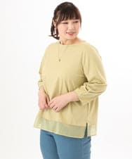 OLKED10079 eur3(エウルキューブ) 【大きいサイズ】裾シア―カットソー ライトイエロー
