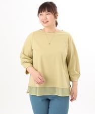 OLKED10079 eur3(エウルキューブ) 【大きいサイズ】裾シア―カットソー ライトイエロー