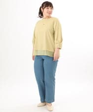 OLKED10079 eur3(エウルキューブ) 【大きいサイズ】裾シア―カットソー ライトイエロー