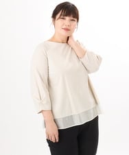 OLKED10079 eur3(エウルキューブ) 【大きいサイズ】裾シア―カットソー ライトグレー