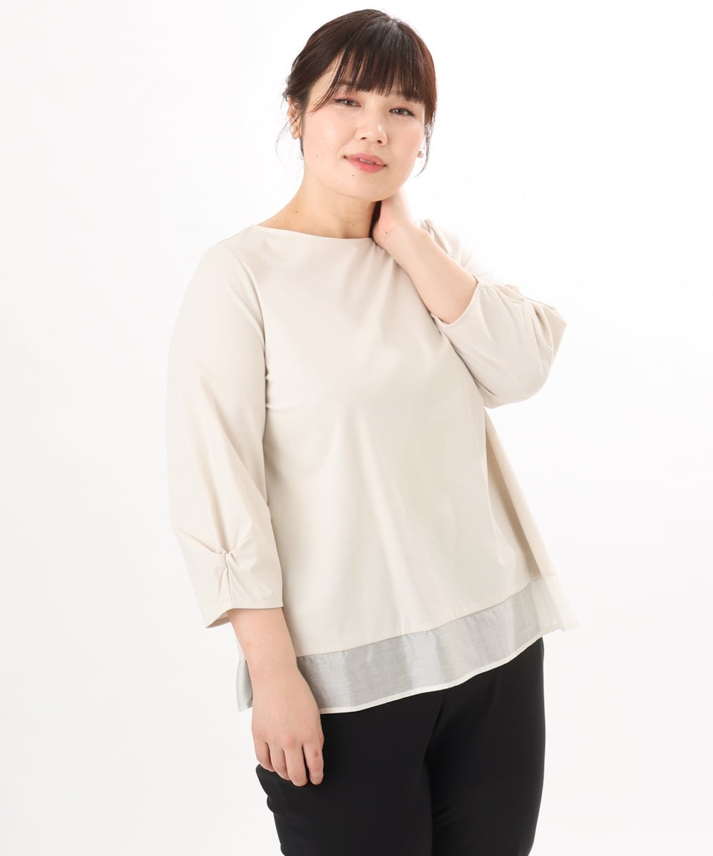 OLKED10079 eur3(エウルキューブ) 【大きいサイズ】裾シア―カットソー ライトグレー
